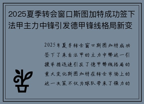 2025夏季转会窗口斯图加特成功签下法甲主力中锋引发德甲锋线格局新变化 2025夏季转会窗口斯图加特成功签下法甲主力中锋引发德甲锋线格局新变化